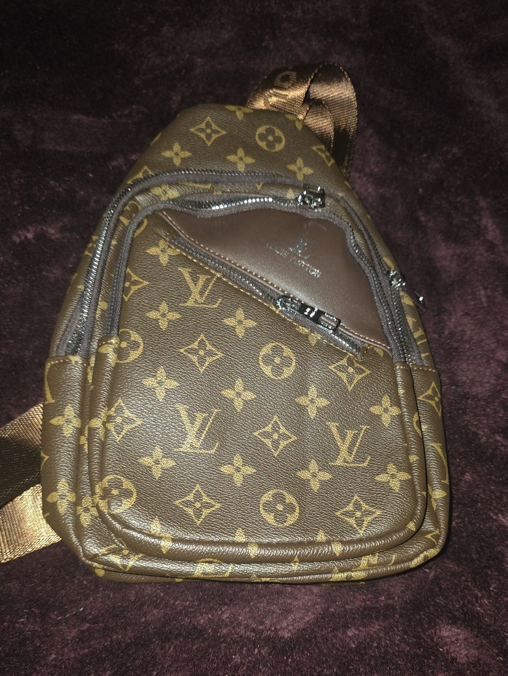 Brown & Gold Monogram Crossbody Belt Bag